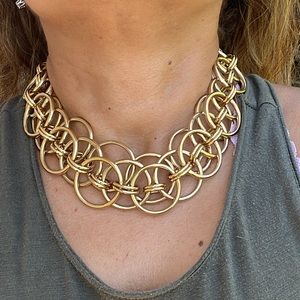 Doncaster Gold Tone Double Stacked Circle Links Necklace